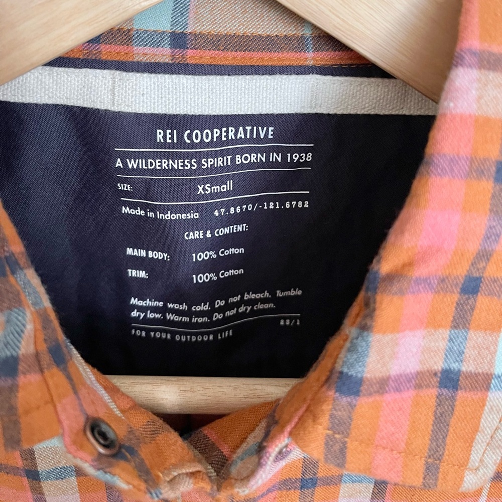 NEW REI Heritage Wallace Lake Flannel Shirt Sunset Spice Women’s size XS - Picture 11 of 11